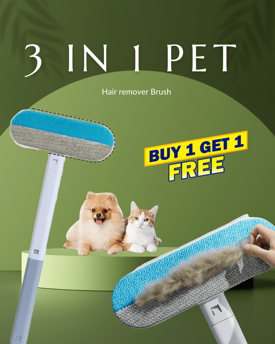 3 in 1 Pet Hair Remover Brush Long - Zyreh